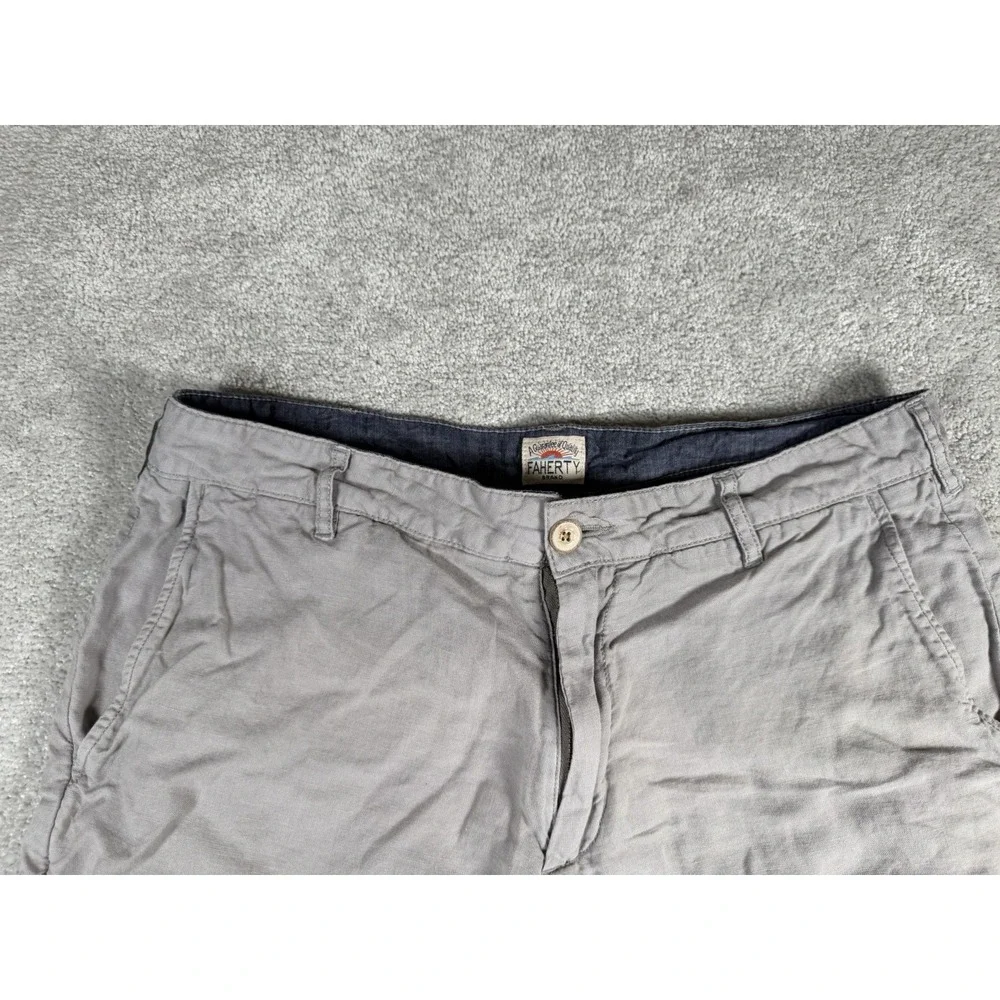 Faherty Mens 32 Gray Linen Cotton Classic Chino Shorts Casual Summer Beach